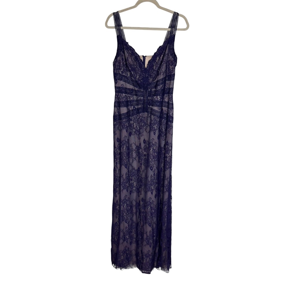 Tadashi Shoji Dutton Grape Purple Floral Lace V-Neck Gown Size 8‎ NWT Maxi Dress - Picture 4 of 13